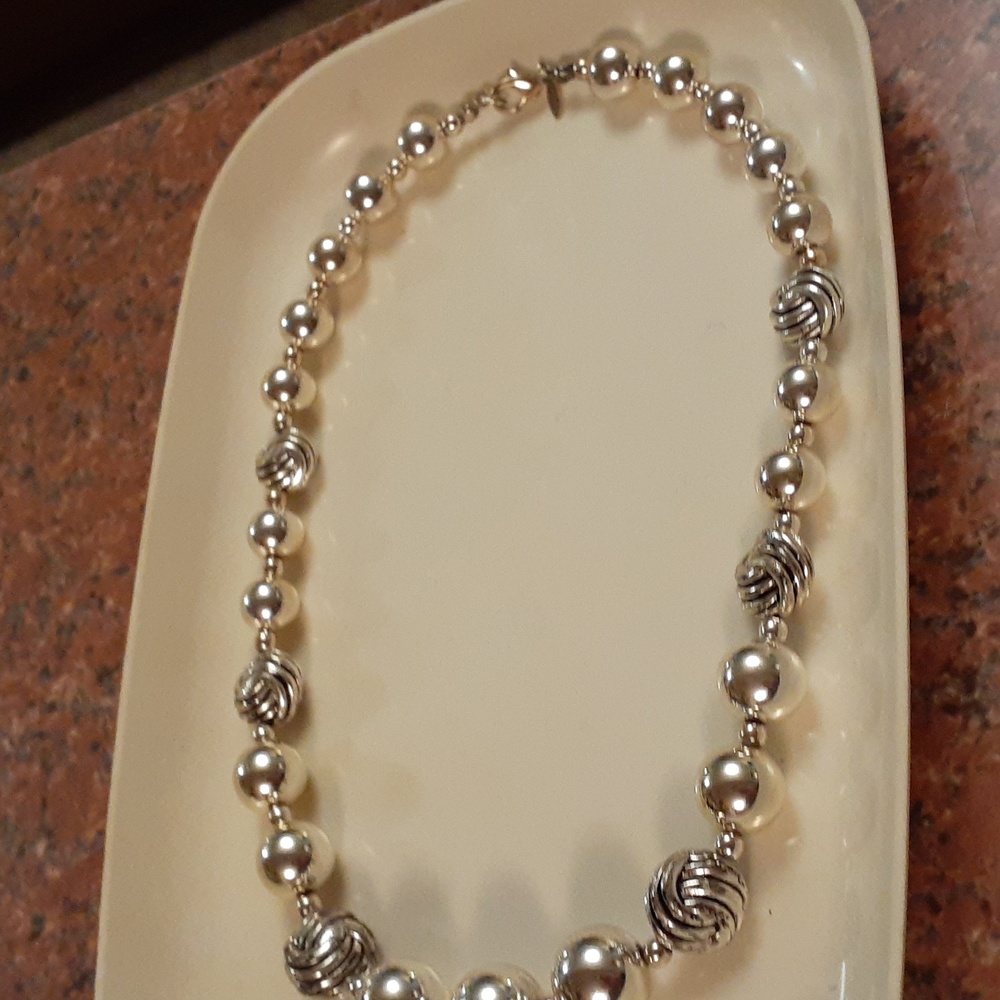 Silver plated bead necklace